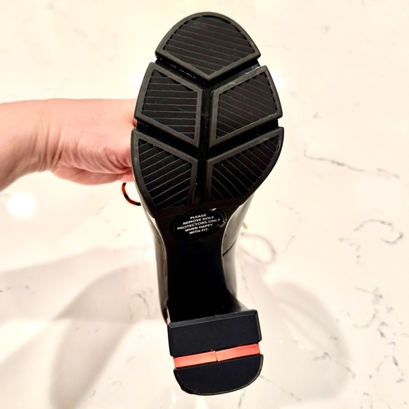 Mistress Rocks Potent Black and Orange Patent Heeled Work Boots NWOT - Picture 12 of 16